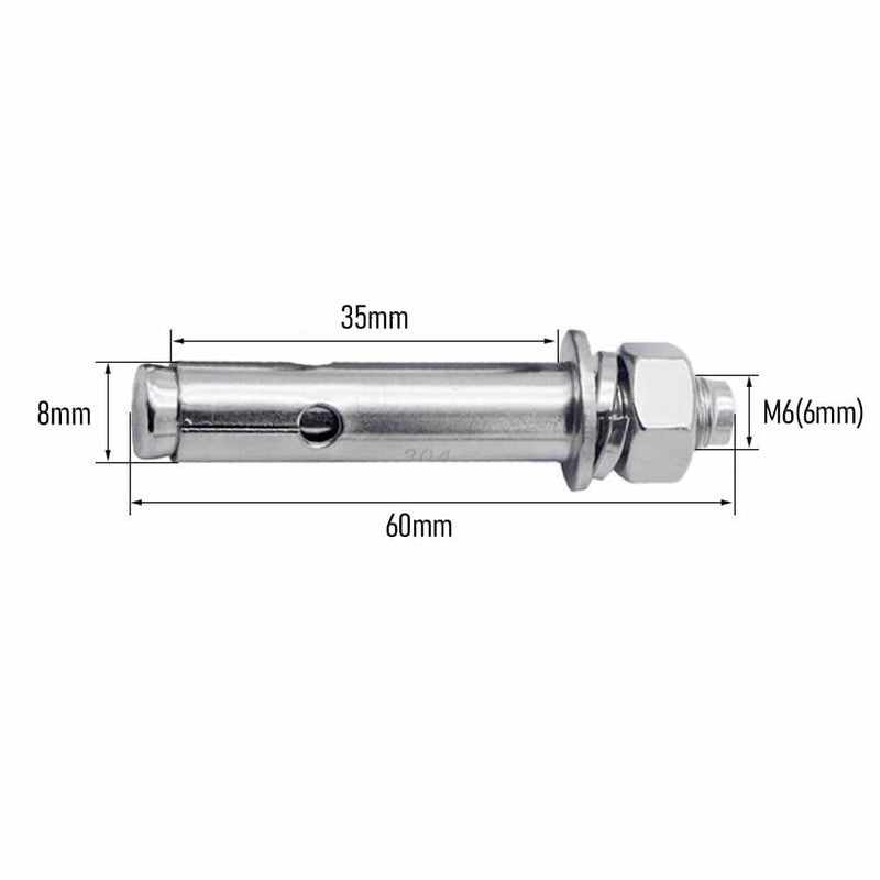 junter Store 8pcs M6 x 60mm Hex Expansion Bolts 304 Stainless Steel External Hex Nut Expansion Screw Bolts Sleeve Anchor,Pool Safety Cover Expansion Bolts,for Concrete - Image 2